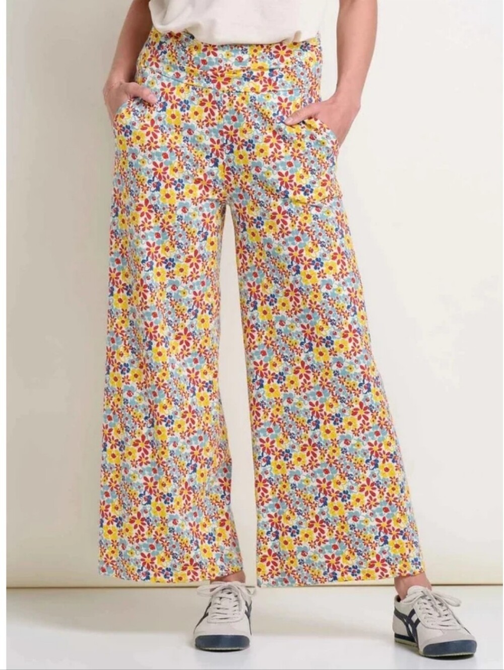 New Toad & Co. Chaka Wide-Leg Crop Pant Floral Printed Size M Comfort Casual NEW